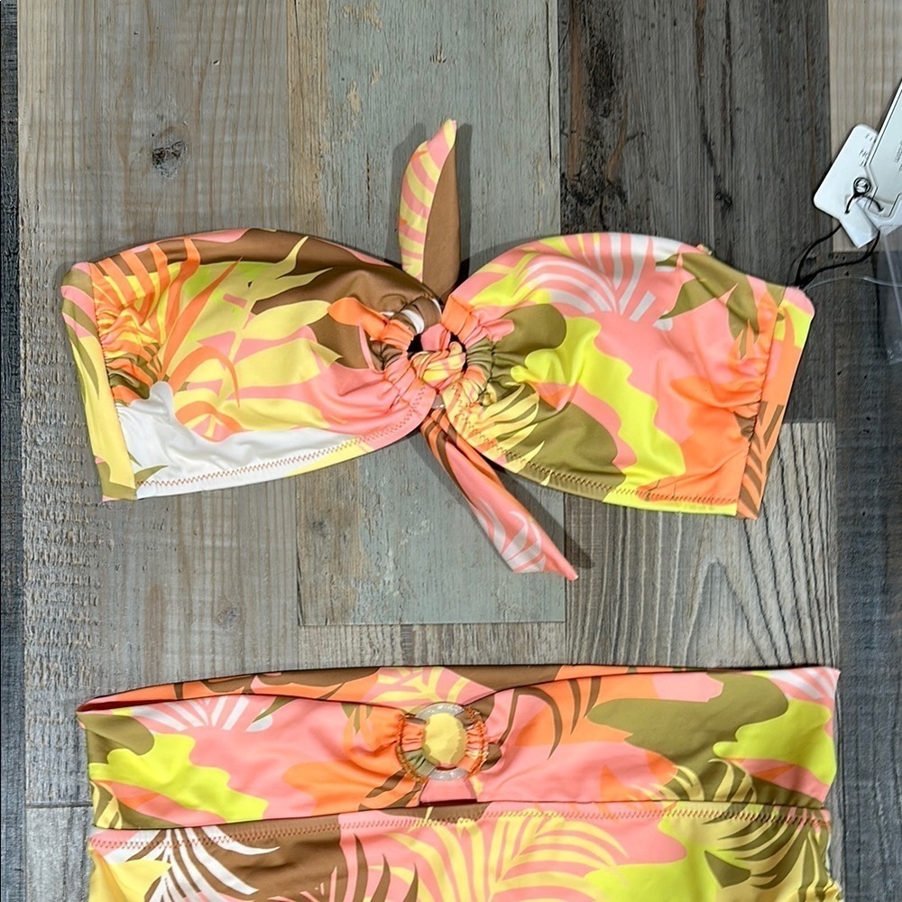Sanctuary Orange Yellow Bikini Vibrant Tropical Print - Picture 3 of 5
